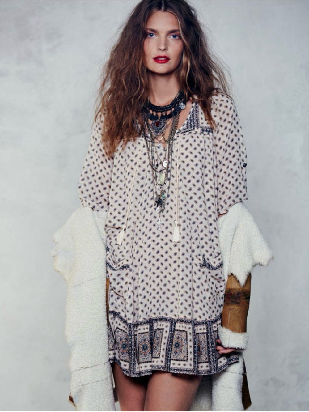 Free People Penny Lane Chiffon Dress in Tea Combo ASO Taylor Swift